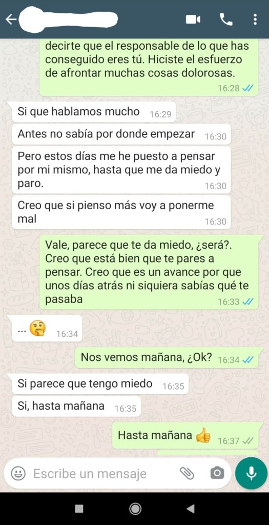 Captura real de caso de ayuda psicologica